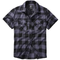 Brandit Checkshirt Kurzarm Schwarz-grau
