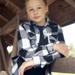 Brandit Kinder Checkshirt Weiß-schwarz -Günstiges Tarn Mode Geschäft kinder checkshirt weiss schwarz4