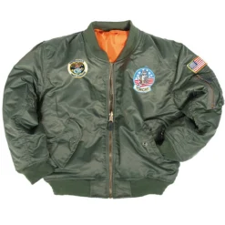 Mil-Tec Kinder Fliegerjacke MA1 Mit Abzeichen Oliv