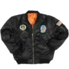 Mil-Tec Kinder Fliegerjacke MA1 Mit Abzeichen Schwarz
