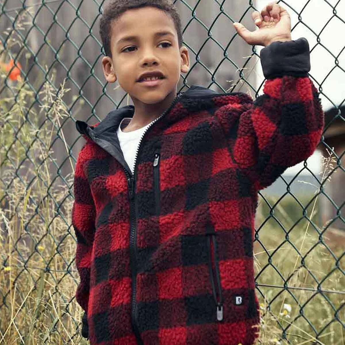 Brandit Kinder Teddyfleece Jacke Rot-schwarz 4 Brandit Kinder Teddyfleece Jacke Rot-schwarz – Bild 4