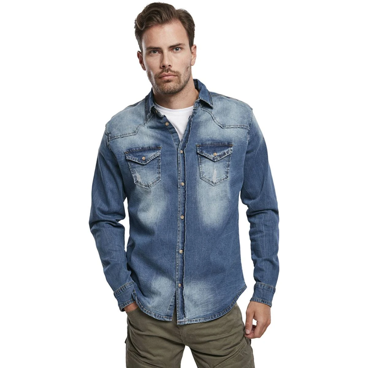 Brandit Riley Denim Hemd Blau 2 Brandit Riley Denim Hemd Blau – Bild 2